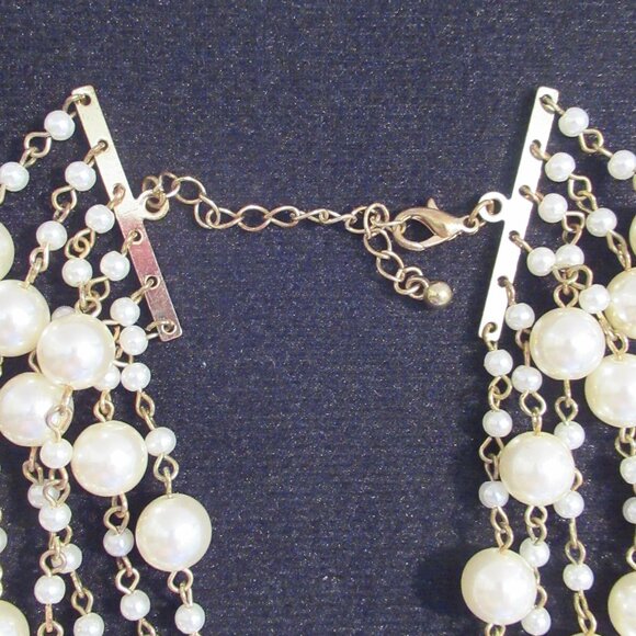 6 Strands, Champagne Pearl Necklace, Gold, 20" Long, Luxury, Faux, - Picture 14 of 14